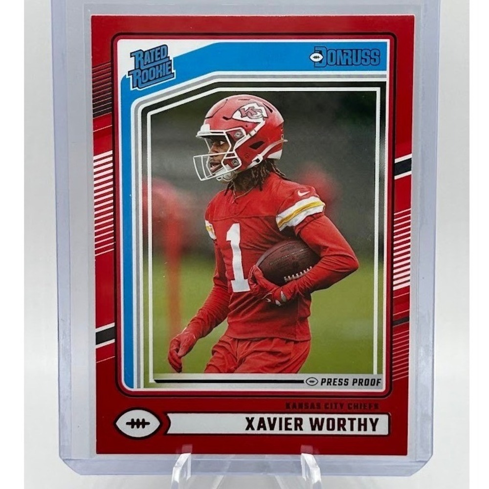 Xavier Worthy Red Press Proof 2024 Donruss 398 NFL Kansas City Chiefs